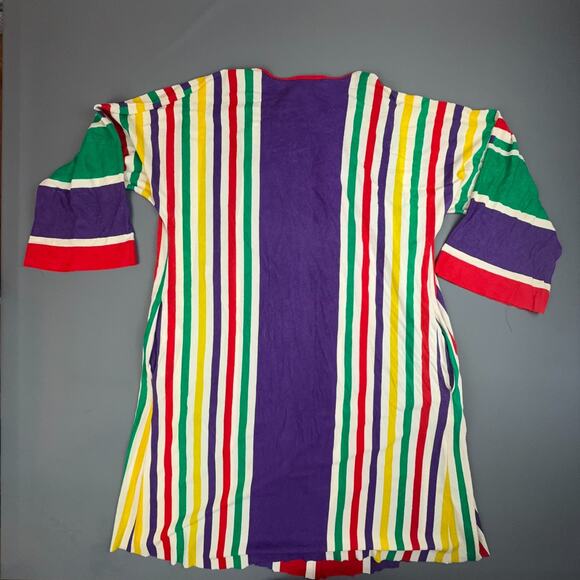 70s Keyloun Rainbow Stripe Lounge Kaftan Dress Talon Zip L - Picture 2 of 7